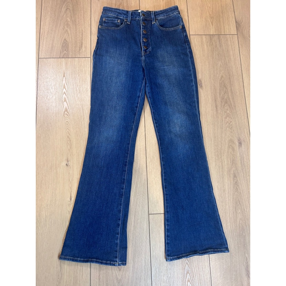 Pistola High Rise Flare Jeans Dark Wash Button Fly Denim Size 29